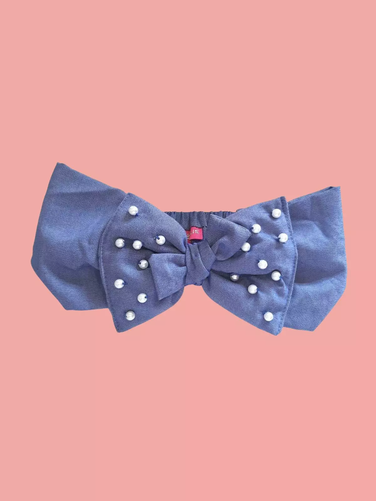 Bandeau bébé noeud Perles - Bleu JEAN