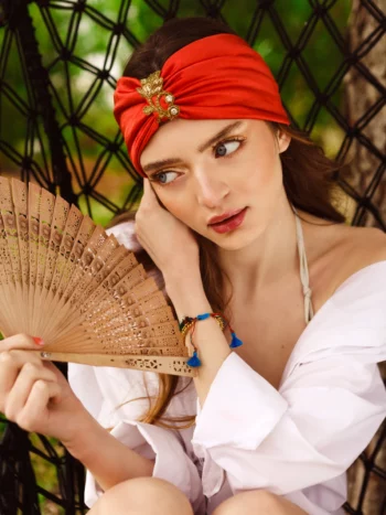 MORGIANA – Bandeau satin Terracotta