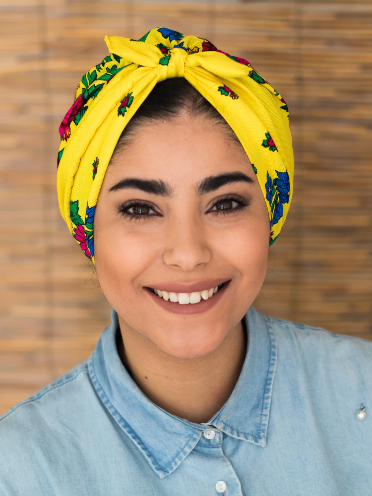 Turban noeud Fleuri jaune - Founa