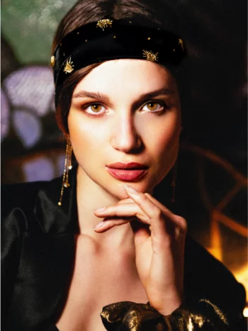 CLAUDIA - Bandeau Noir brodé