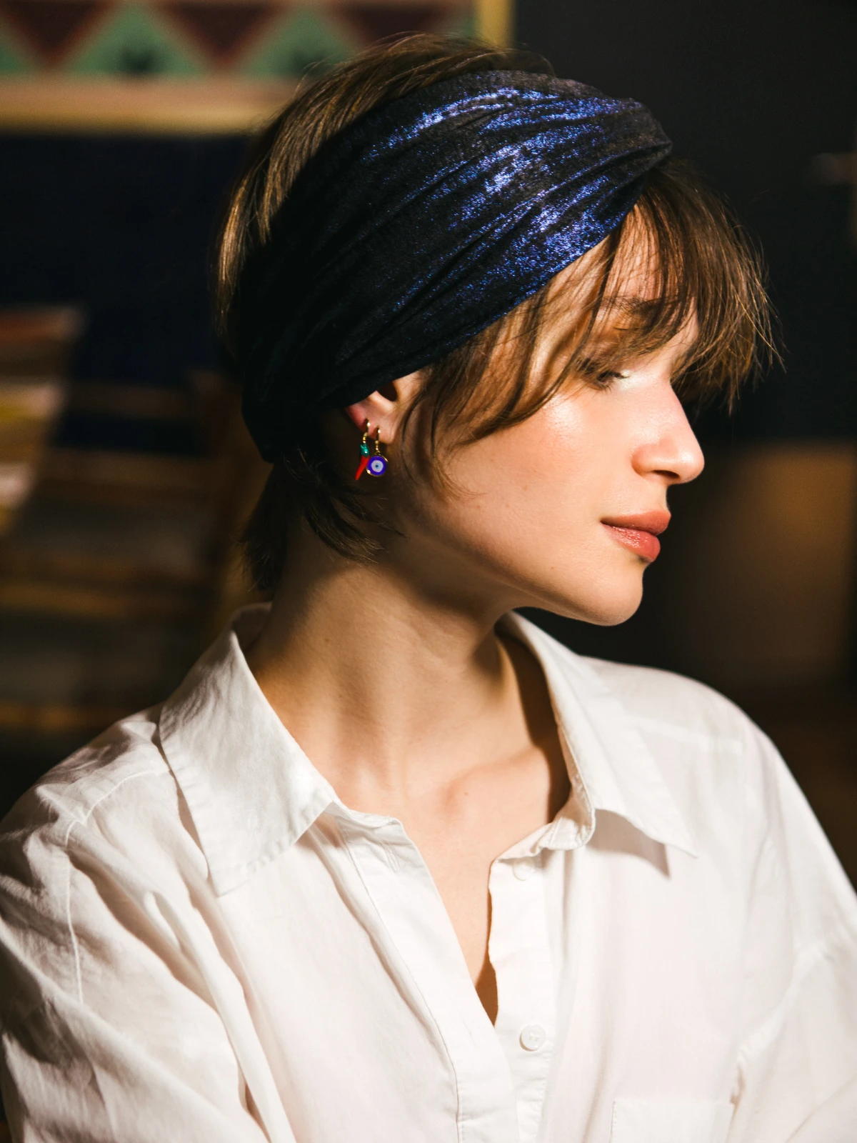 bandeau bleu pailleté