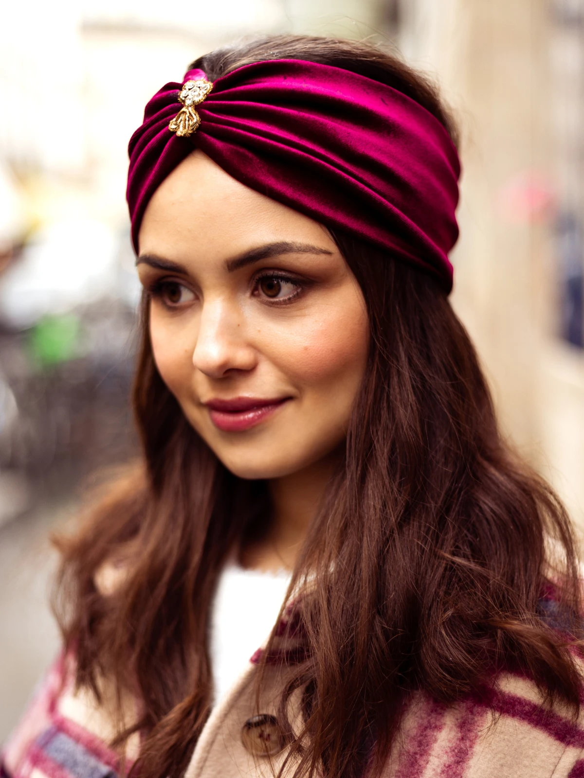 bandeau velours bordeaux
