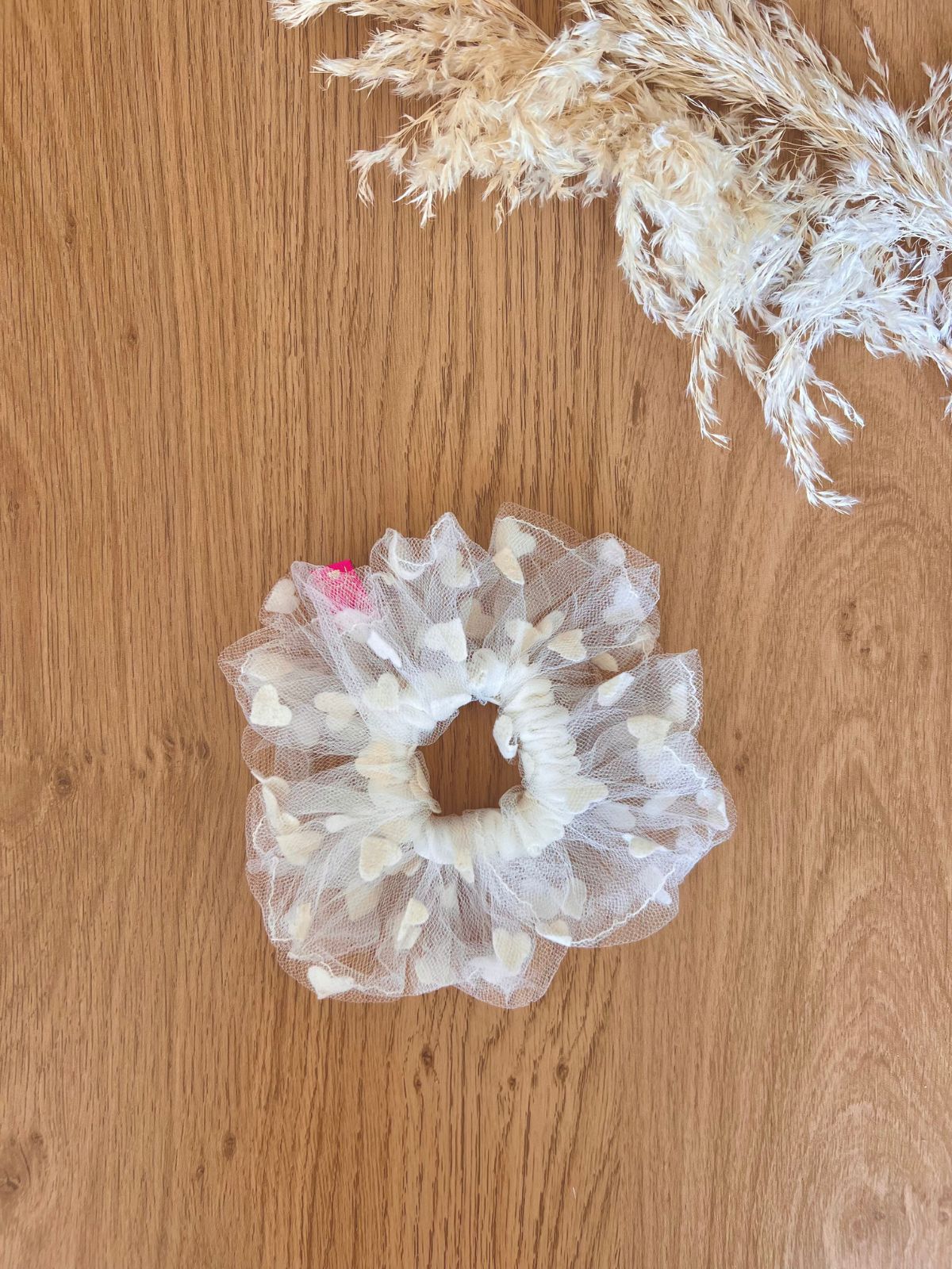 chouchou tulle blanc coeur
