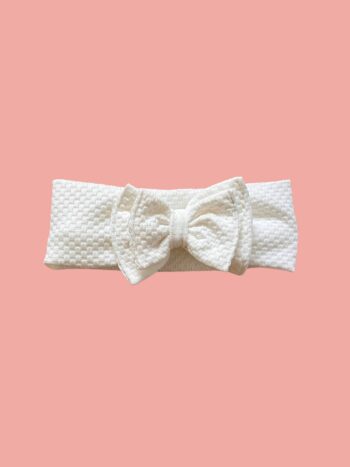 Bandeau bébé noeud double – Blanc
