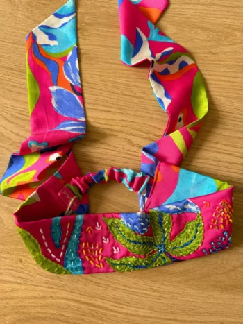 Bandeau satin multicolore rose - FRIDA