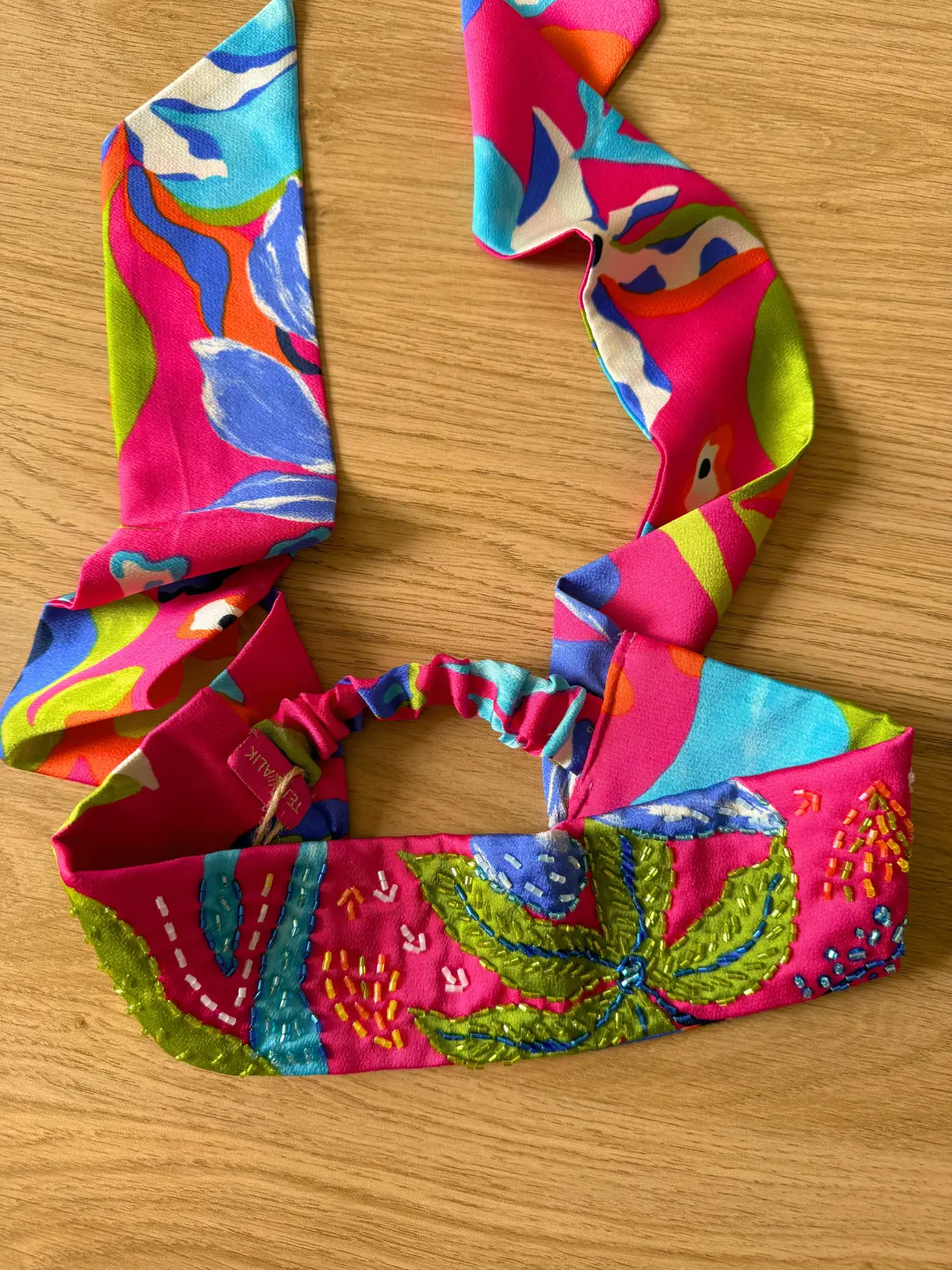 Bandeau satin multicolore rose - FRIDA