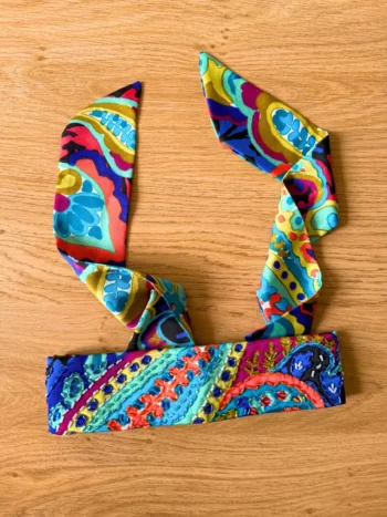 bandeau satin noir multicolore - FRIDA