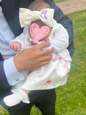 Bandeau personnalisé bébé coton blanc