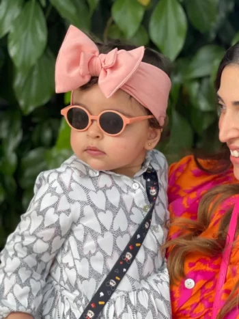 Bandeau bébé rose noeud